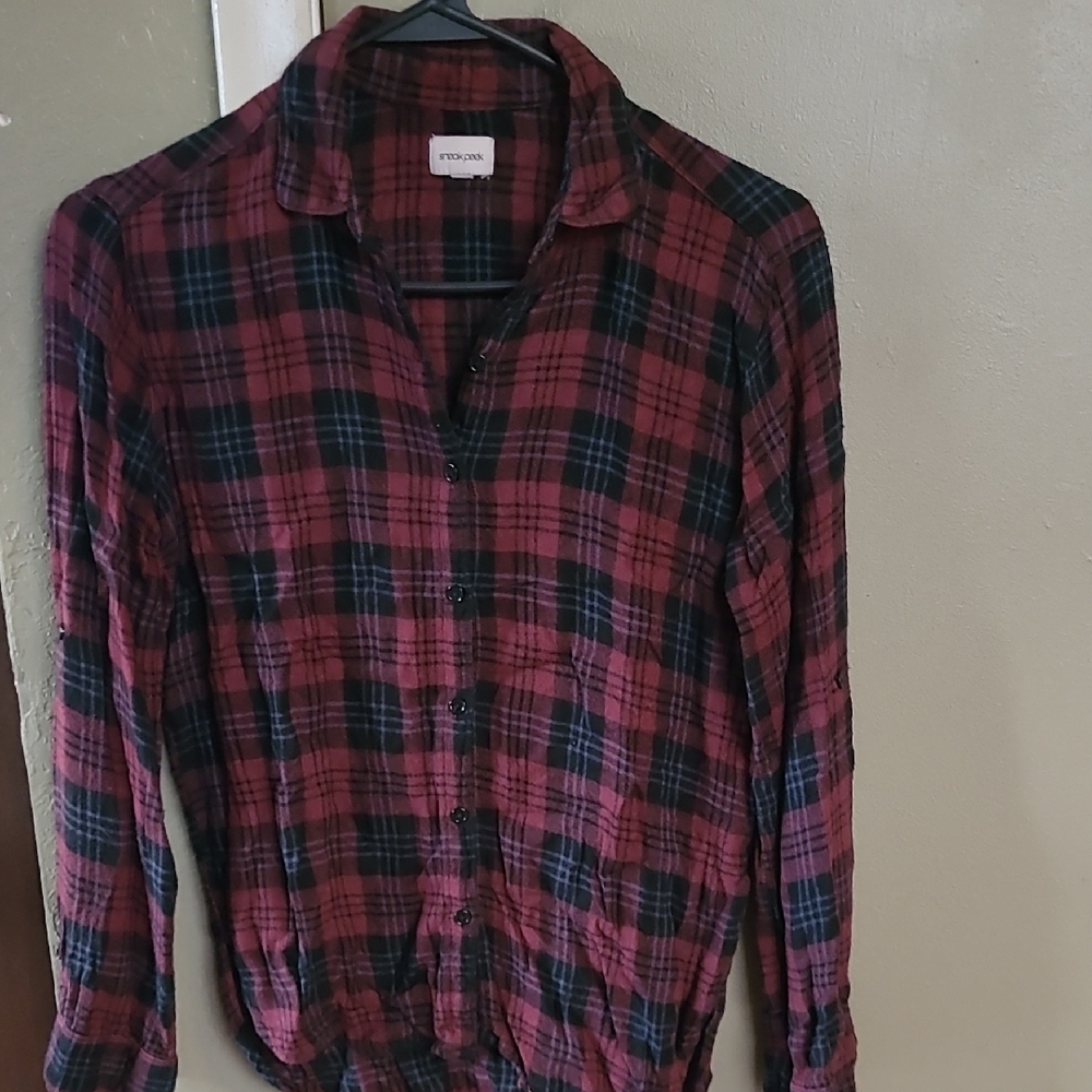 Sneak Peek Burgundy and Black Plaid Shirt